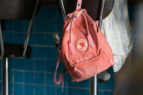Two tone backpack against a plain background